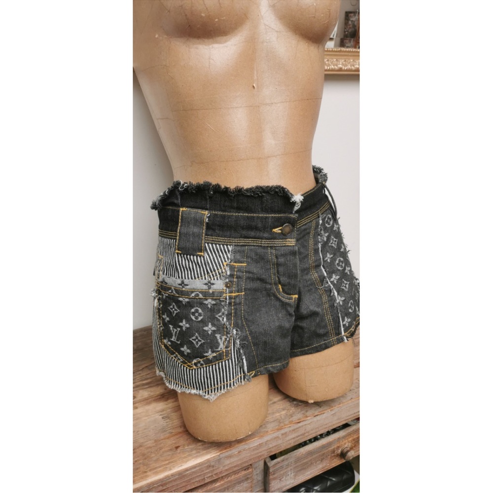 Authentic Louis Vuitton Patchwork Denim Shorts - image 5